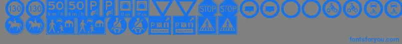 Fonte TrafficSignsTfb – fontes azuis em um fundo cinza