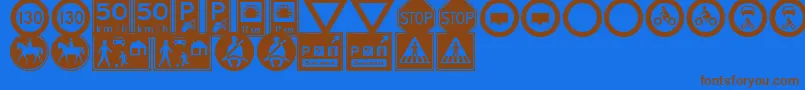 Fonte TrafficSignsTfb – fontes marrons em um fundo azul