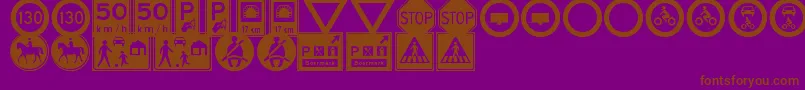 Fonte TrafficSignsTfb – fontes marrons em um fundo roxo