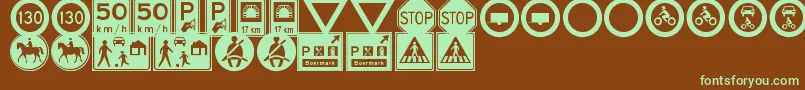 Шрифт TrafficSignsTfb – зелёные шрифты на коричневом фоне