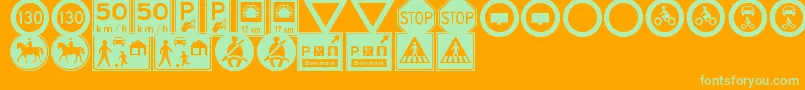 フォントTrafficSignsTfb – オレンジの背景に緑のフォント