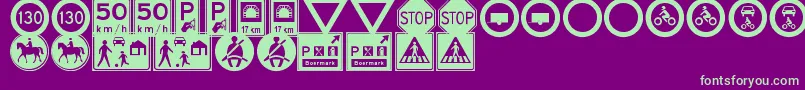 fuente TrafficSignsTfb – Fuentes Verdes Sobre Fondo Morado