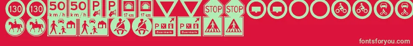 フォントTrafficSignsTfb – 赤い背景に緑の文字