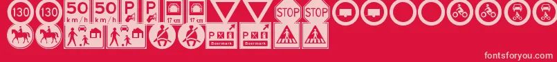 TrafficSignsTfb-fontti – vaaleanpunaiset fontit punaisella taustalla