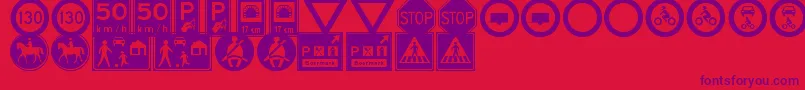 フォントTrafficSignsTfb – 赤い背景に紫のフォント