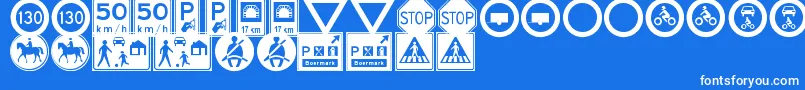 Czcionka TrafficSignsTfb – białe czcionki na niebieskim tle