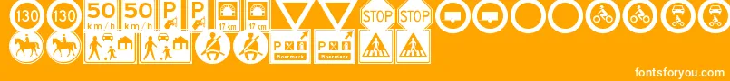 TrafficSignsTfb-fontti – valkoiset fontit oranssilla taustalla