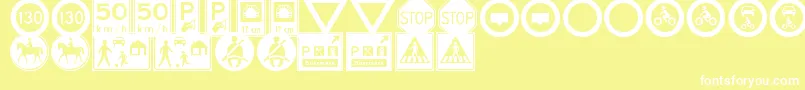 TrafficSignsTfb Font – White Fonts on Yellow Background