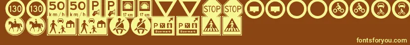 Fonte TrafficSignsTfb – fontes amarelas em um fundo marrom