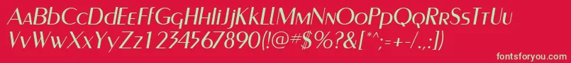 フォントPaqueteSsiItalic – 赤い背景に緑の文字
