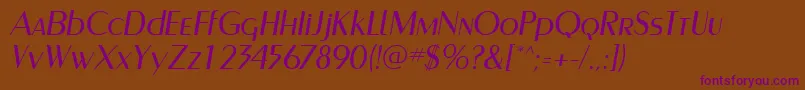 PaqueteSsiItalic Font – Purple Fonts on Brown Background