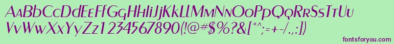 PaqueteSsiItalic Font – Purple Fonts on Green Background