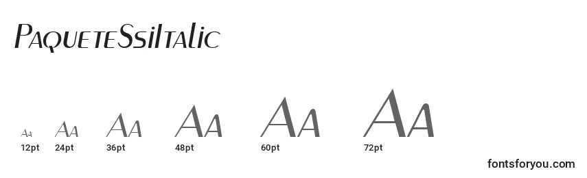Размеры шрифта PaqueteSsiItalic