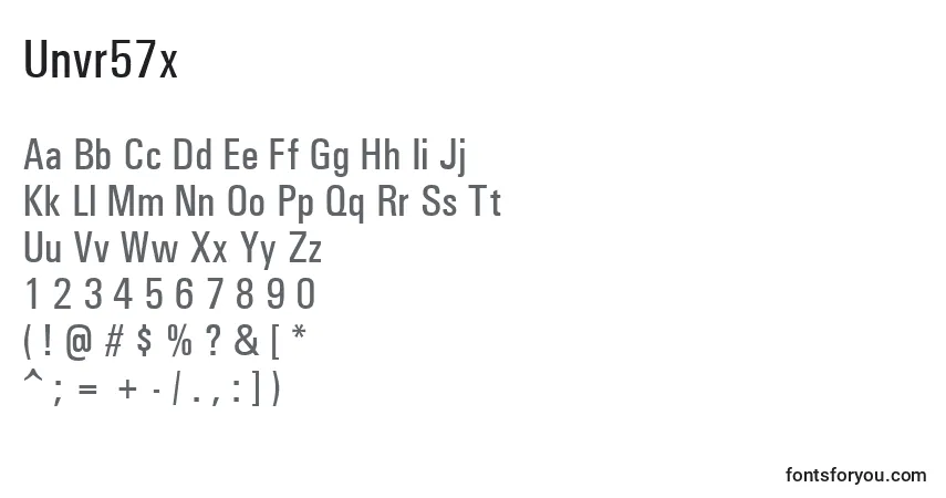 Fuente Unvr57x - alfabeto, números, caracteres especiales