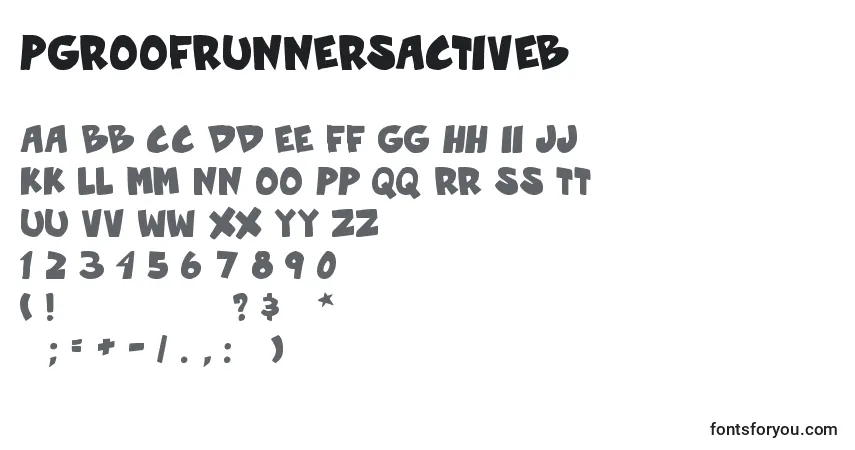 Шрифт PgRoofRunnersActiveB – алфавит, цифры, специальные символы