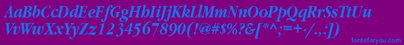 GaramondnarrowettBolditalic-Schriftart – Blaue Schriften auf violettem Hintergrund