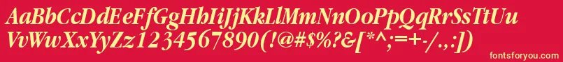 フォントGaramondnarrowettBolditalic – 黄色の文字、赤い背景