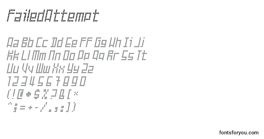 Schriftart FailedAttempt – Alphabet, Zahlen, spezielle Symbole