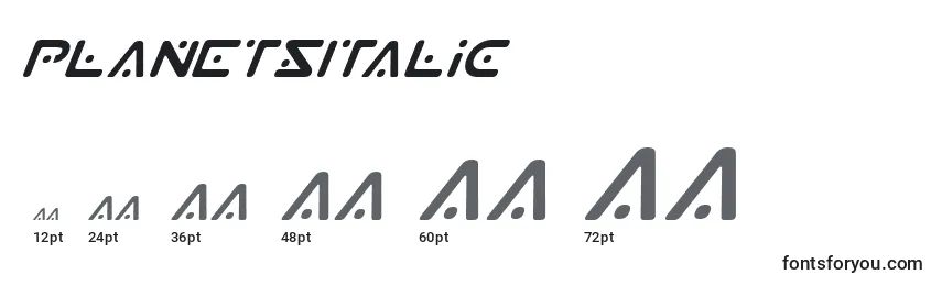 PlanetSItalic Font Sizes