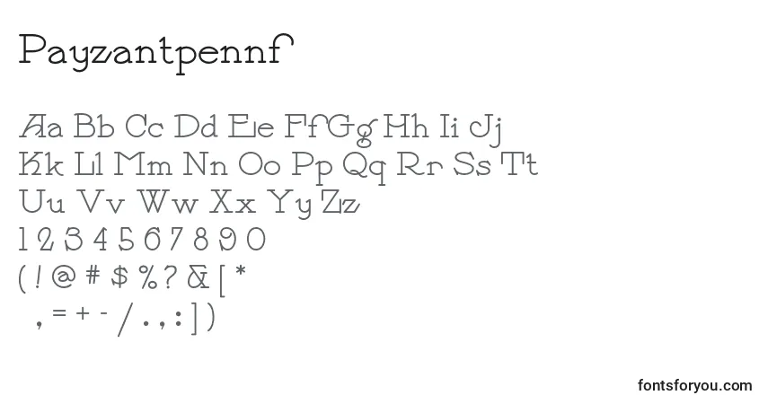 Schriftart Payzantpennf (46701) – Alphabet, Zahlen, spezielle Symbole