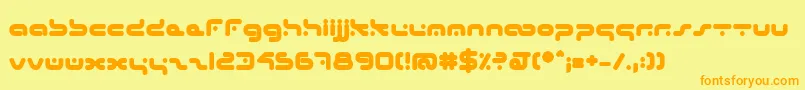 フォントHybridBold – オレンジの文字が黄色の背景にあります。