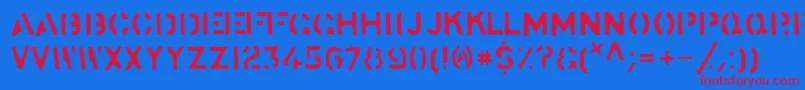 StockstillSolid Font – Red Fonts on Blue Background
