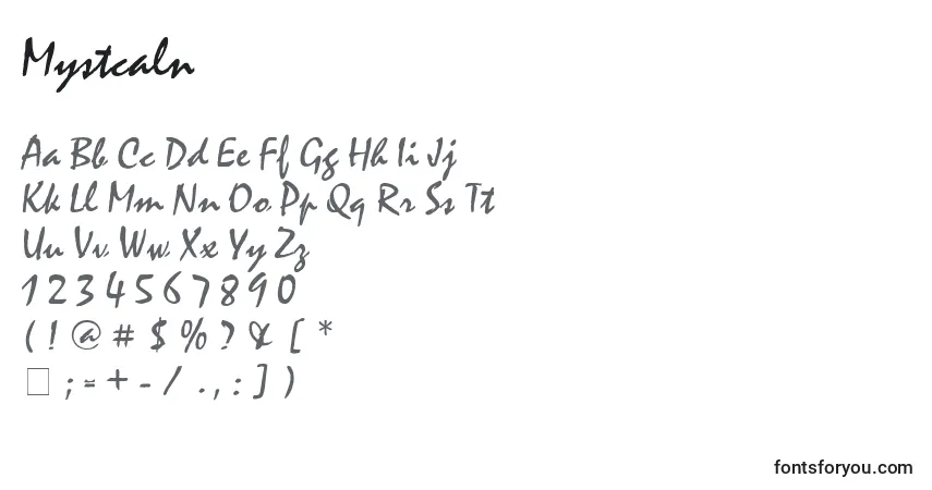 A fonte Mystcaln – alfabeto, números, caracteres especiais