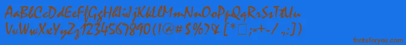 Mystcaln-Schriftart – Braune Schriften auf blauem Hintergrund