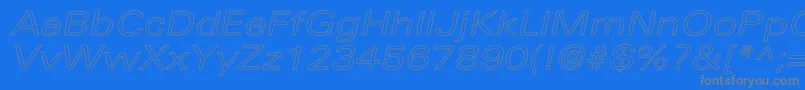 UniversExtendedoblHollow-Schriftart – Graue Schriften auf blauem Hintergrund