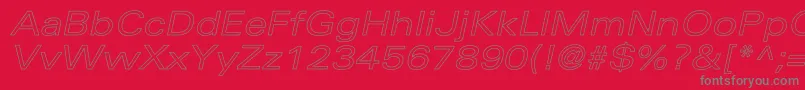 UniversExtendedoblHollow Font – Gray Fonts on Red Background