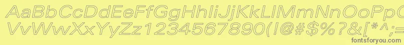 UniversExtendedoblHollow Font – Gray Fonts on Yellow Background