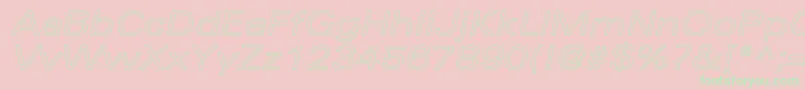 UniversExtendedoblHollow Font – Green Fonts on Pink Background