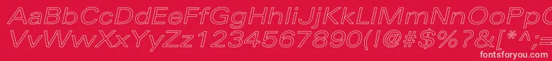 UniversExtendedoblHollow Font – Pink Fonts on Red Background