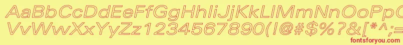 UniversExtendedoblHollow Font – Red Fonts on Yellow Background