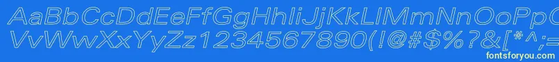 UniversExtendedoblHollow Font – Yellow Fonts on Blue Background