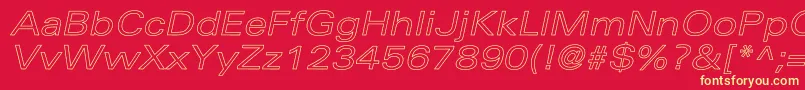 UniversExtendedoblHollow Font – Yellow Fonts on Red Background