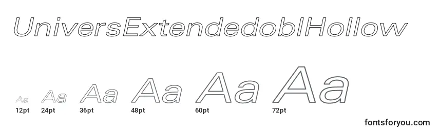 Tamaños de fuente UniversExtendedoblHollow