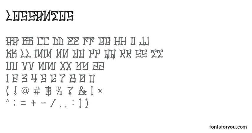 A fonte LosSantos – alfabeto, números, caracteres especiais