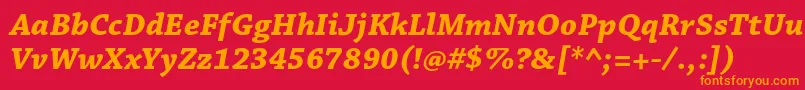 ChaparralproBolditcapt-Schriftart – Orangefarbene Schriften auf rotem Hintergrund