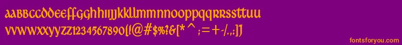 Ardagh-fontti – oranssit fontit violetilla taustalla