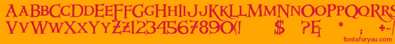 フォントWindlass – オレンジの背景に赤い文字