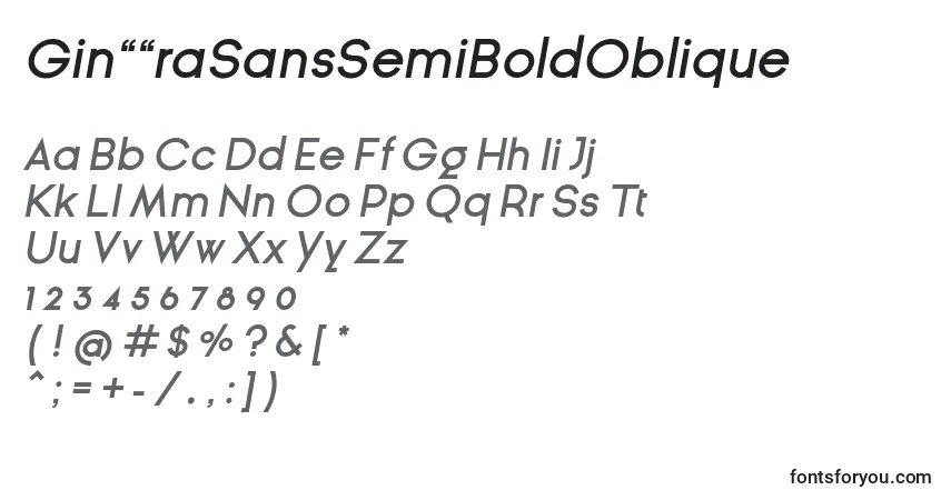 GinРІraSansSemiBoldOblique Font – alphabet, numbers, special characters