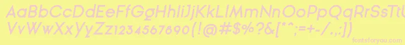 GinРІraSansSemiBoldOblique-fontti – vaaleanpunaiset fontit keltaisella taustalla