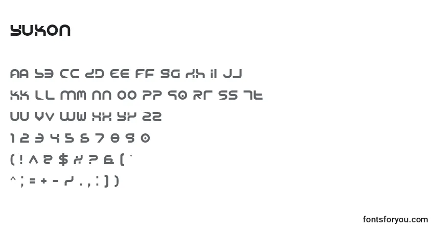 A fonte Yukon – alfabeto, números, caracteres especiais