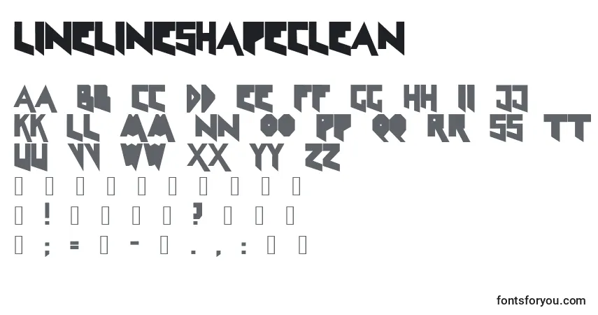 Czcionka Linelineshapeclean – alfabet, cyfry, specjalne znaki