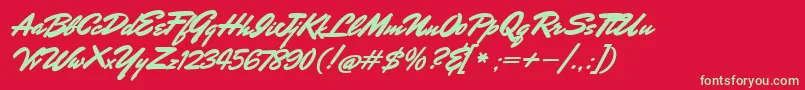 MrStalwart-Schriftart – Grüne Schriften auf rotem Hintergrund