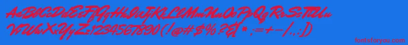 MrStalwart Font – Red Fonts on Blue Background