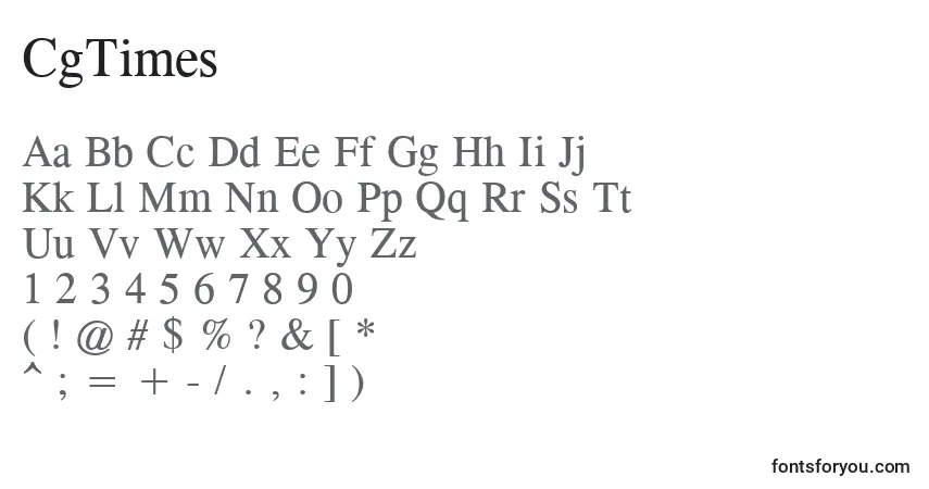 Czcionka CgTimes – alfabet, cyfry, specjalne znaki