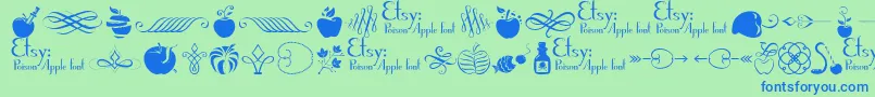 PoisonAppleOrnaments1Demo Font – Blue Fonts on Green Background