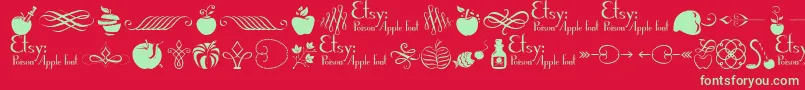 PoisonAppleOrnaments1Demo-Schriftart – Grüne Schriften auf rotem Hintergrund